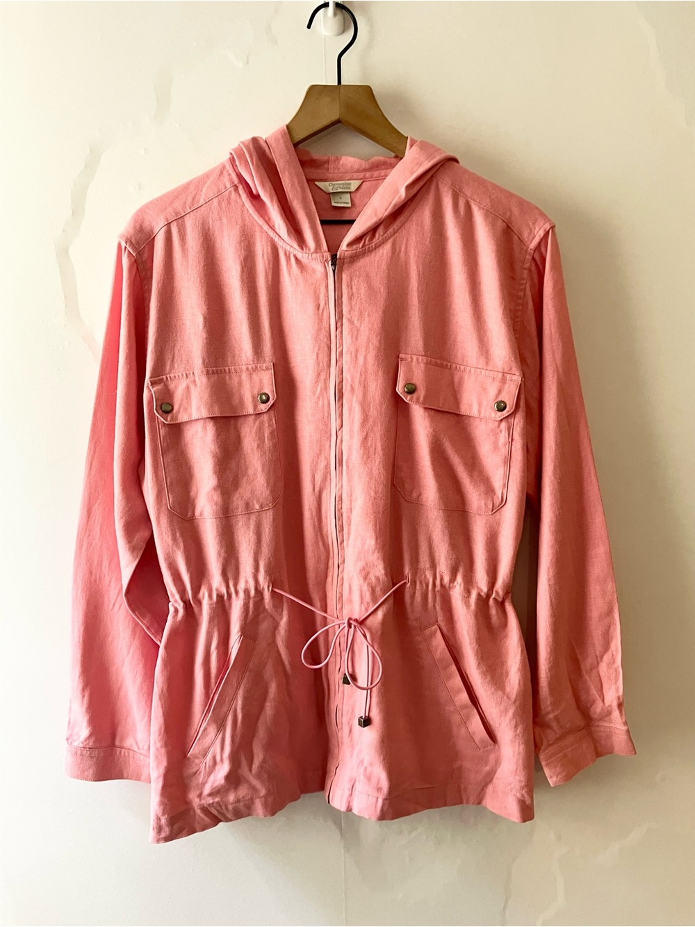 CHRISTOPHER & BANKS Linen Blend Hooded Zip Up Jacket